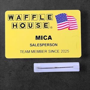 Waffle House Name Tag MICA Yellow Logo Employee Badge Memorabilia Uniform Pin